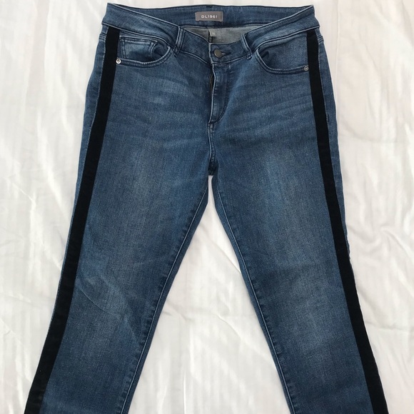DL 1961 mid rise skinny jeans with side stripe - Picture 3 of 5